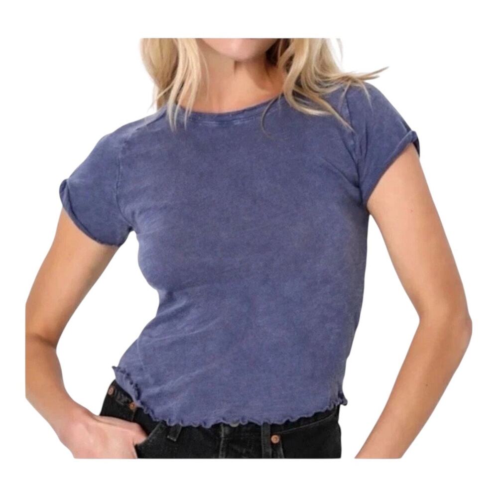 We the Free Be My Baby Tee Women XS Blue NWOT 100% Cotton